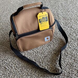 NWT Carhartt Insulated 12 Can Two Compartment Lunch Cooler Brown w/ Strap